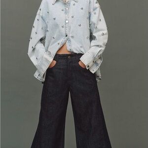 Pilcro Dark Blue Wide-Leg Jeans